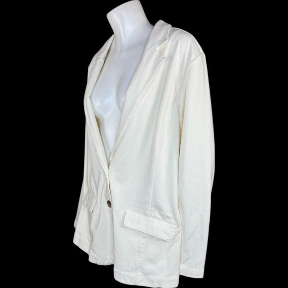 Isaac Mizrahi Live! Knit Denim Classic Slimming Blazer Cream X-Large Career - Picture 10 of 13